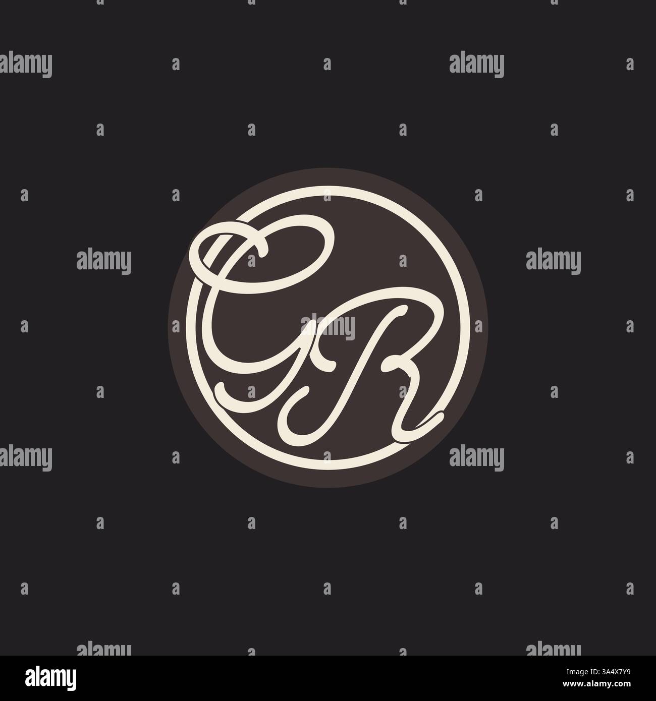 Initial letter GR monogram logo with simple and creative cirle line design ideas vector graphic Stock Vector