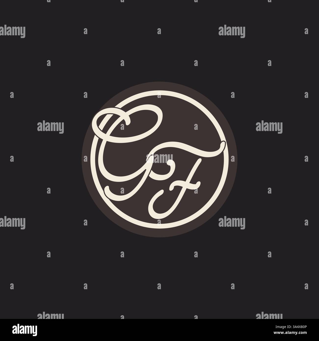 Initial letter GF monogram logo with simple and creative cirle line design ideas vector graphic Stock Vector