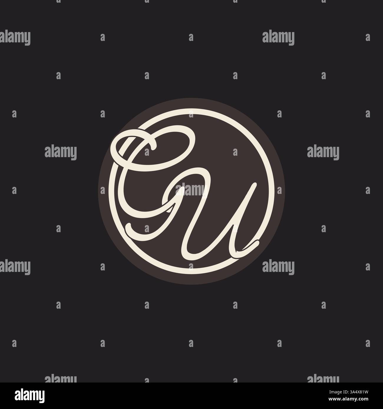 Initial letter GU monogram logo with simple and creative cirle line design ideas vector graphic Stock Vector