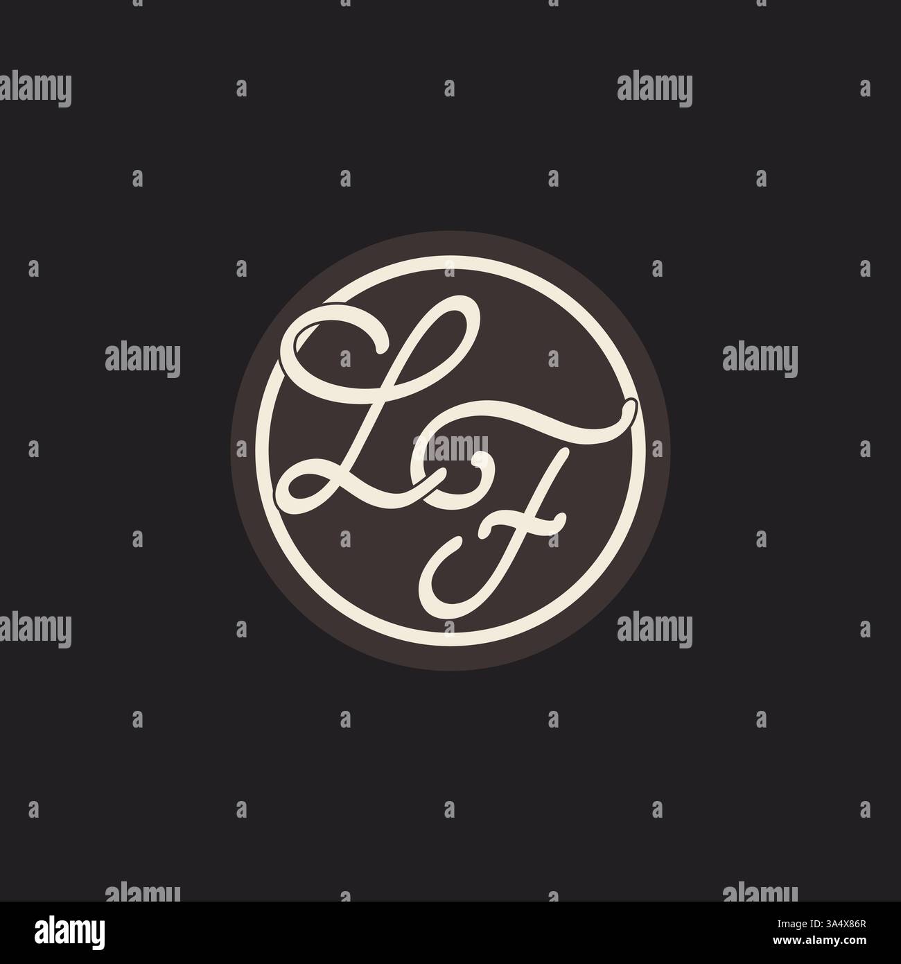Initial letter LF monogram logo with simple and creative cirle line design ideas vector graphic Stock Vector