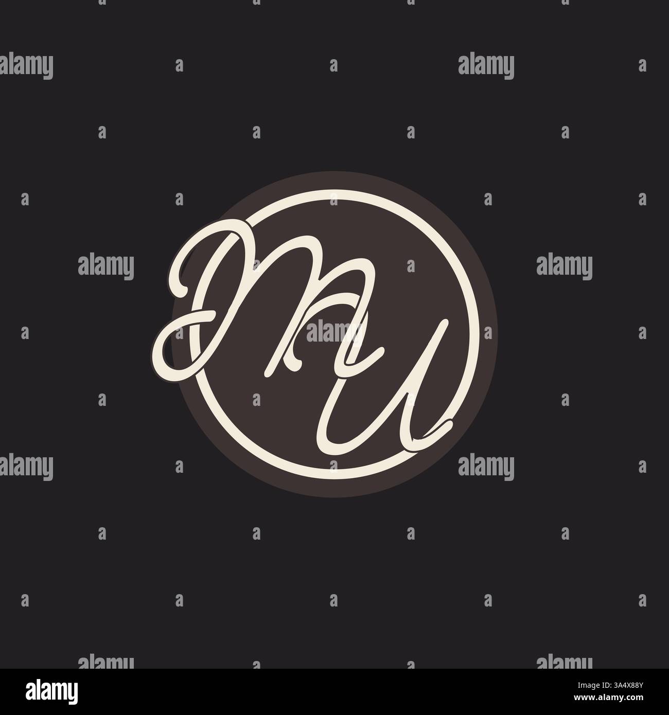 Initial letter MU monogram logo with simple and creative cirle line design ideas vector graphic Stock Vector