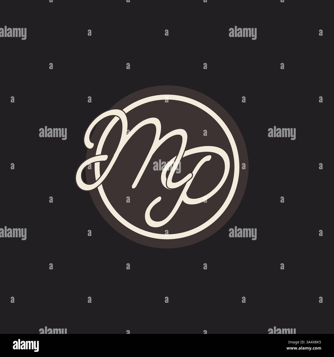 Initial letter MP monogram logo with simple and creative cirle line design ideas vector graphic Stock Vector