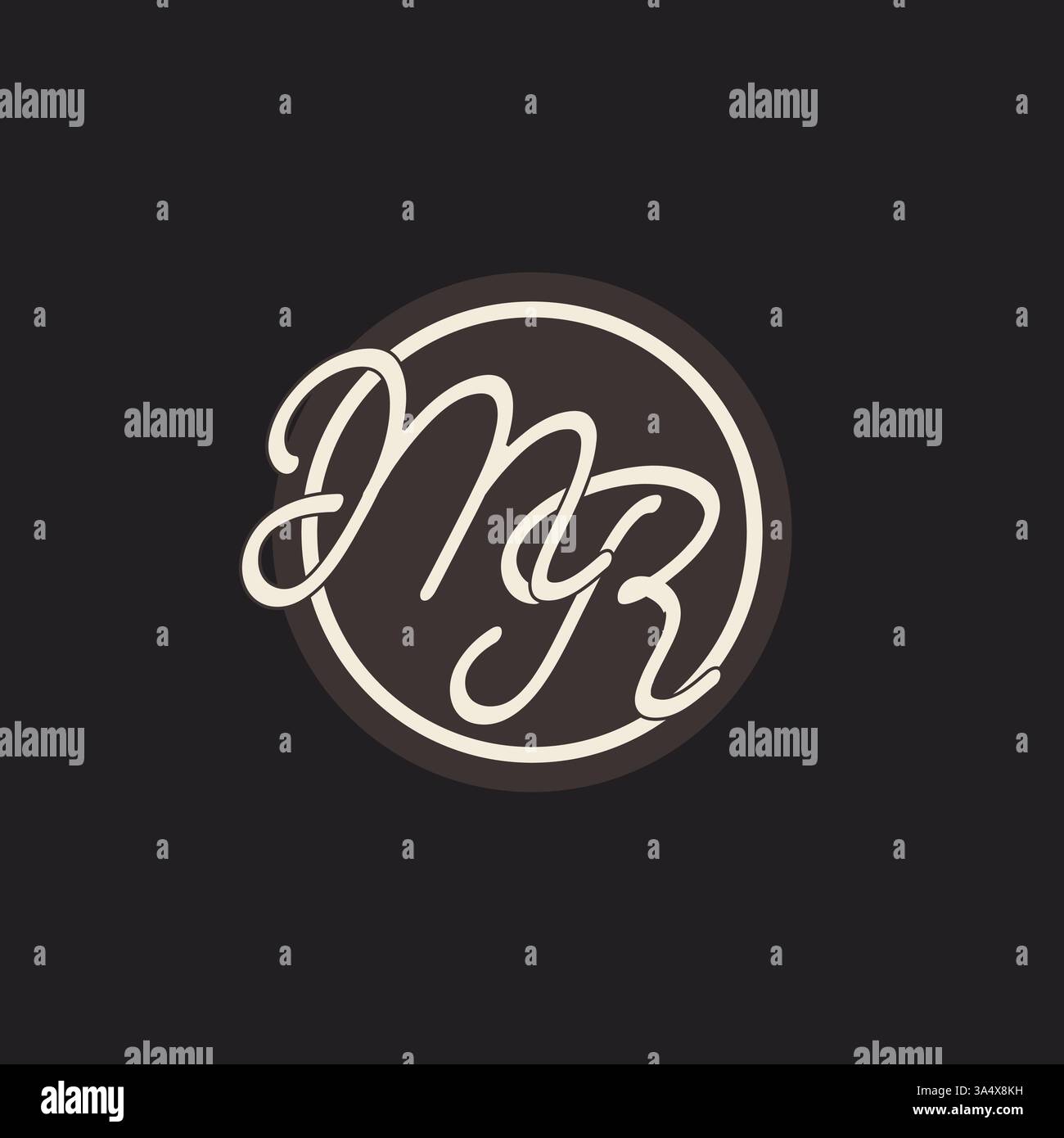 Initial letter MR monogram logo with simple and creative cirle line design ideas vector graphic Stock Vector