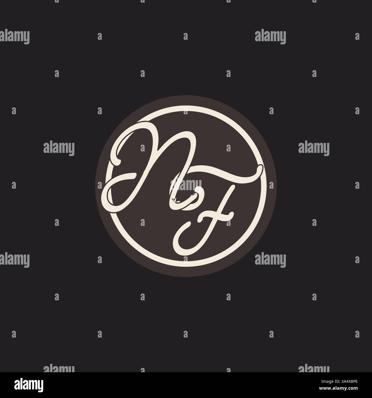 Initial letter NF monogram logo with simple and creative cirle line design ideas vector graphic Stock Vector