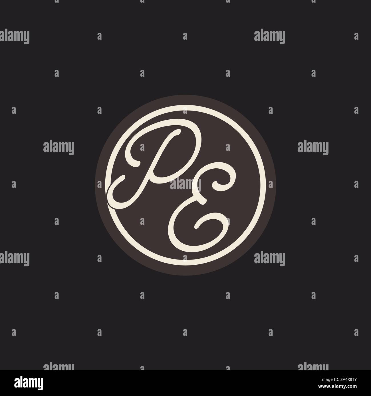 Initial letter PE monogram logo with simple and creative cirle line design ideas vector graphic Stock Vector
