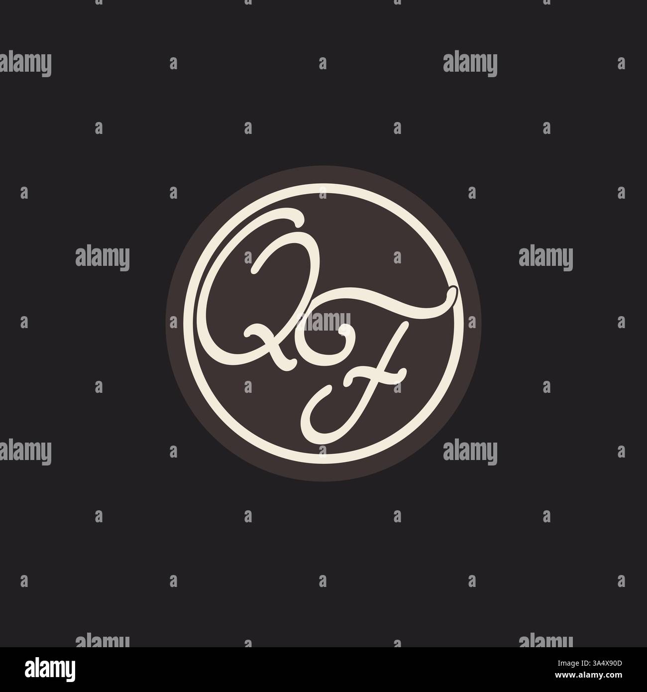 Initial letter QF monogram logo with simple and creative cirle line design ideas vector graphic Stock Vector