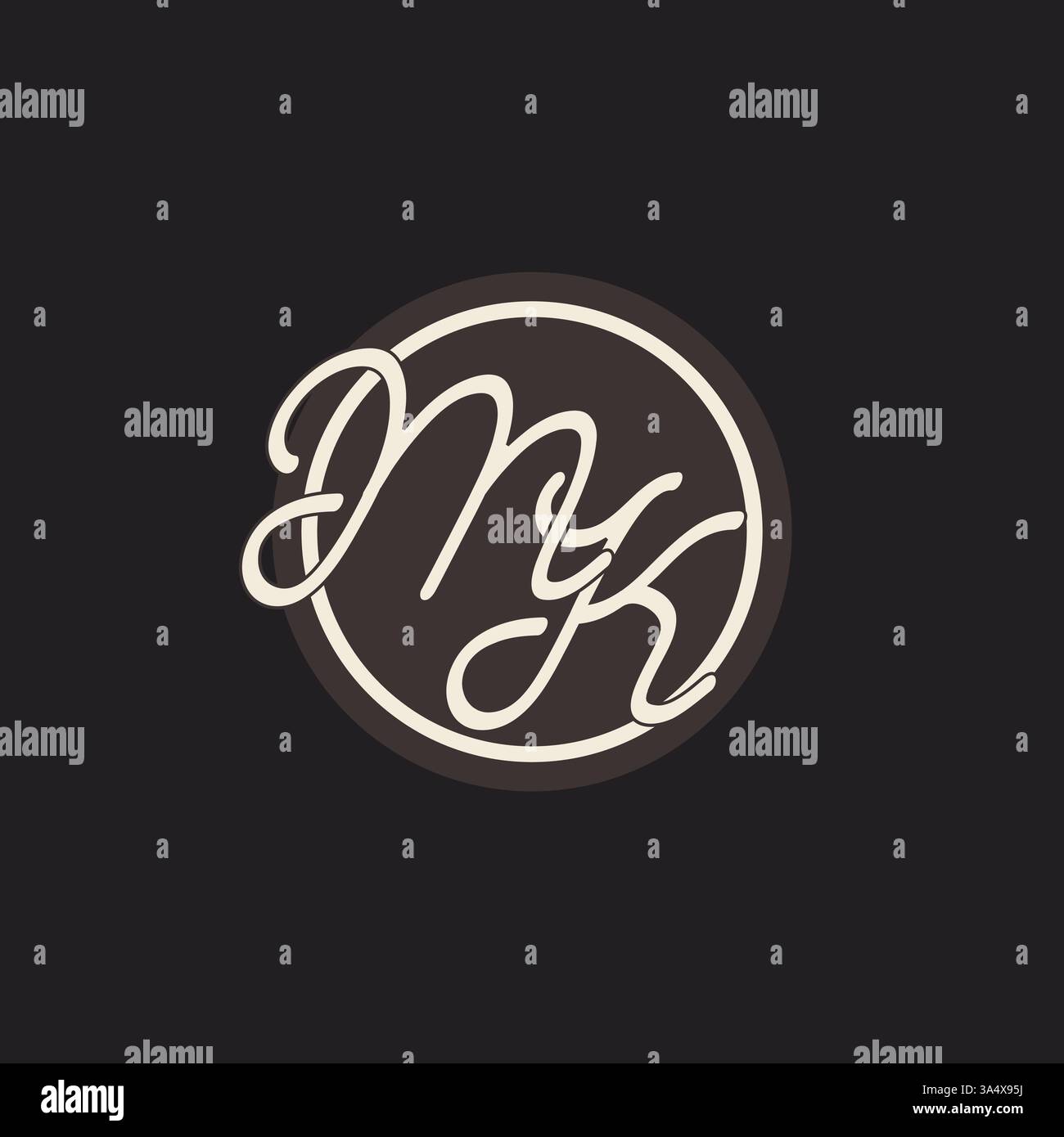 Initial letter MK monogram logo with simple and creative cirle line design ideas vector graphic Stock Vector