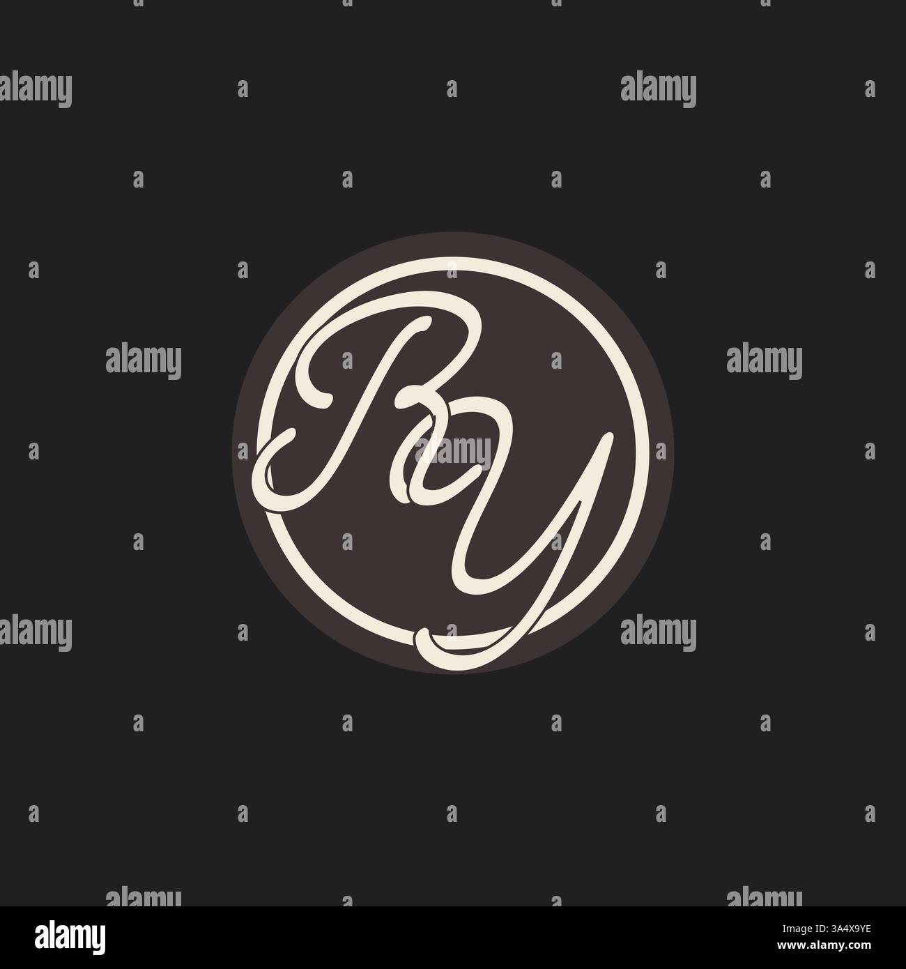 Initial letter RY monogram logo with simple and creative cirle line design ideas vector graphic Stock Vector