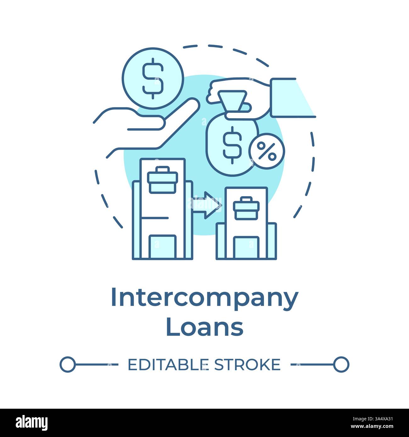 Intercompany loans soft blue concept icon Stock Vector