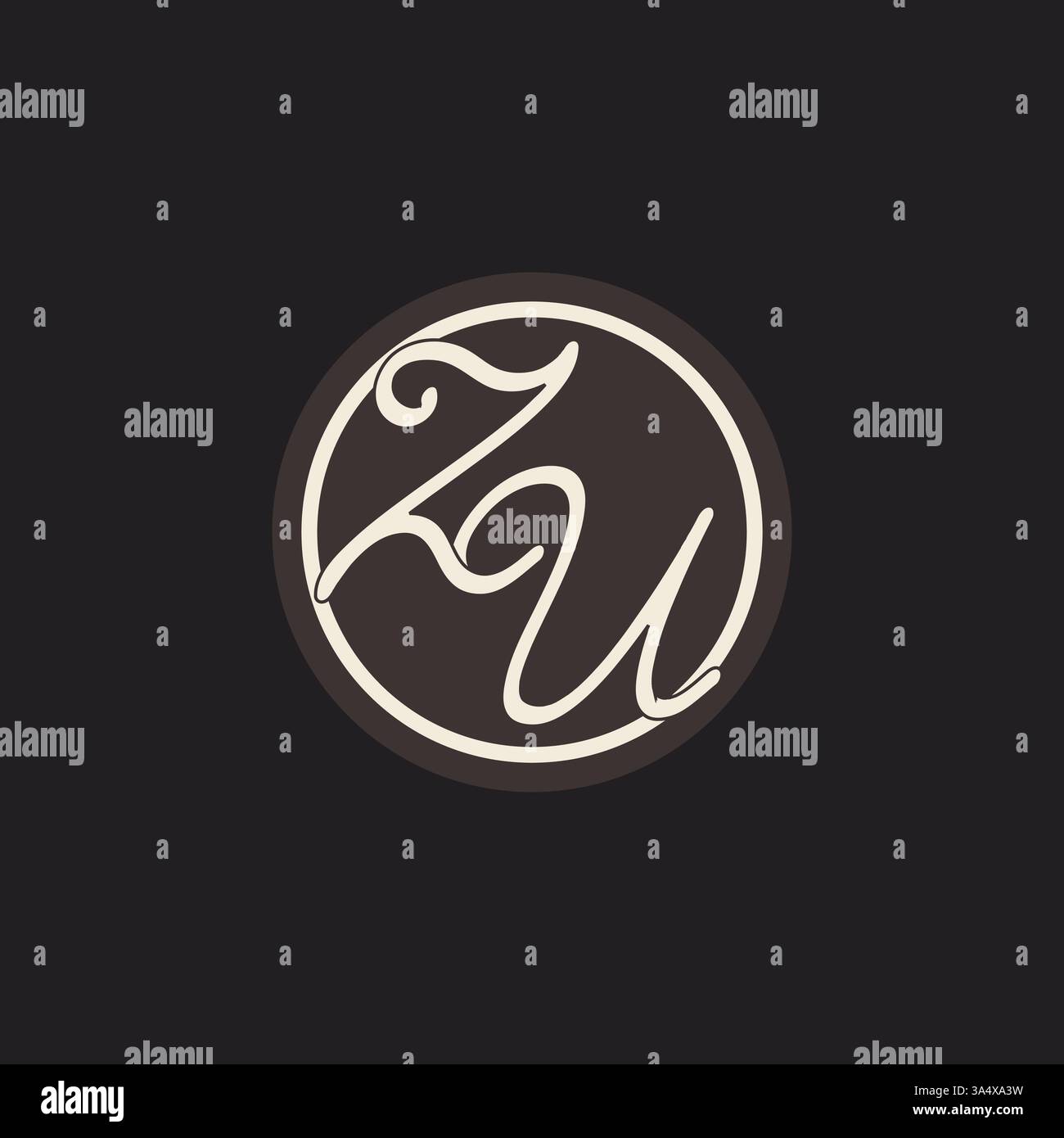 Initial letter ZU monogram logo with simple and creative cirle line design ideas vector graphic Stock Vector
