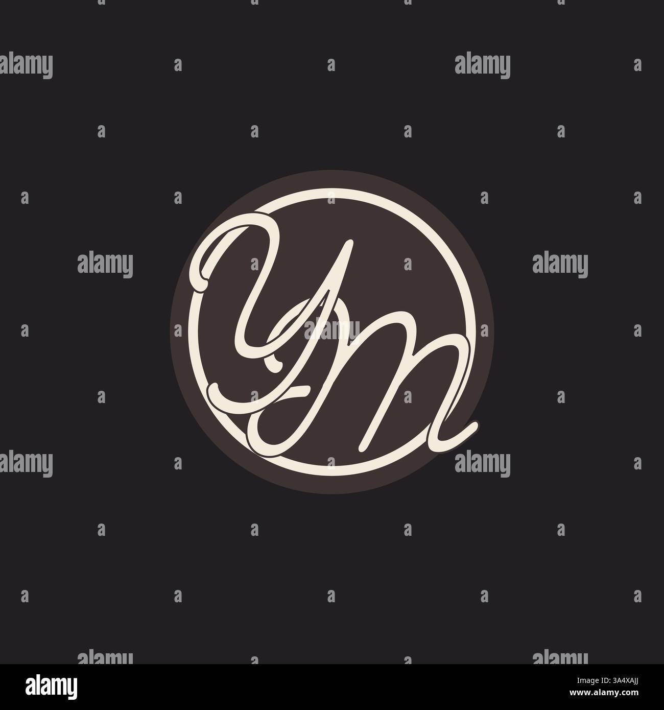Initial letter YM monogram logo with simple and creative cirle line design ideas vector graphic Stock Vector