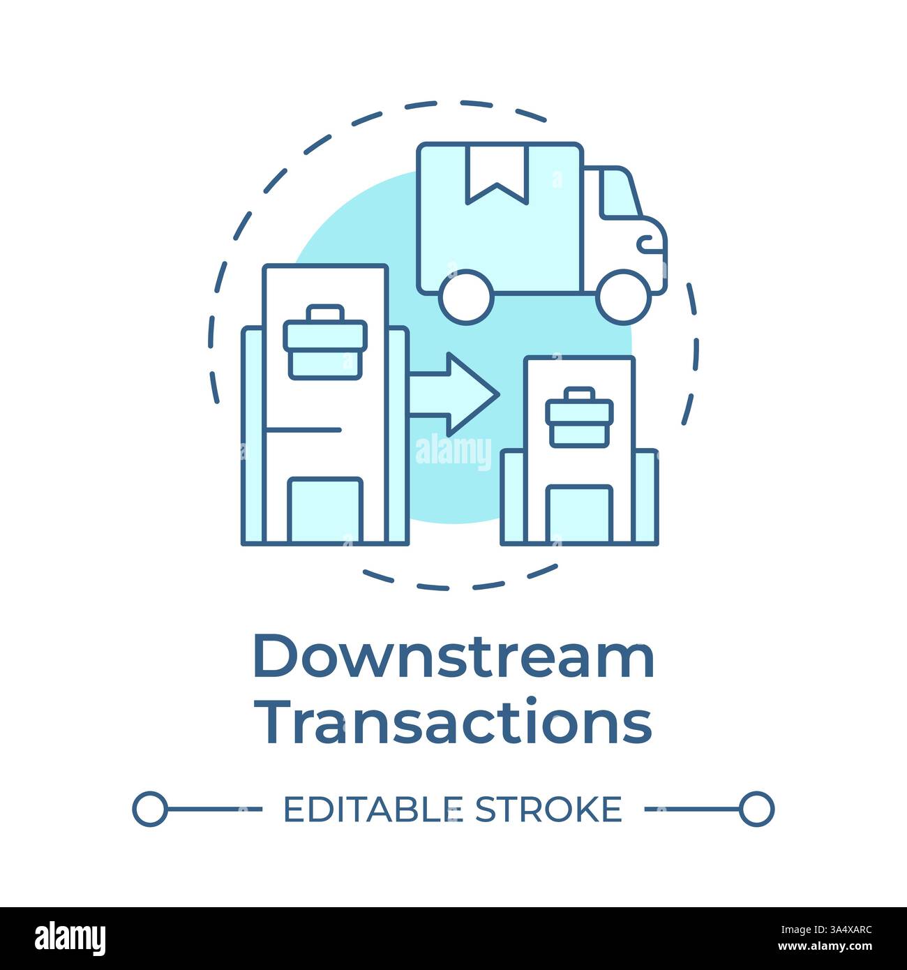 Downstream transactions soft blue concept icon Stock Vector