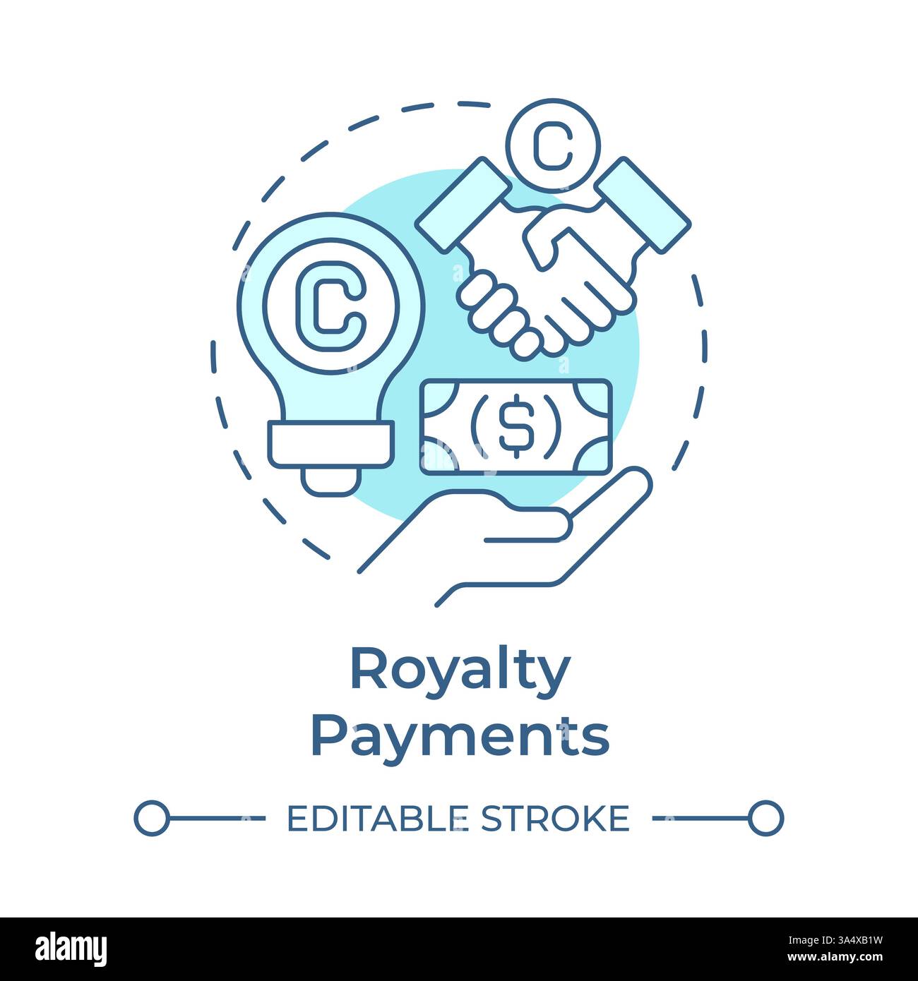 Royalty payments soft blue concept icon Stock Vector