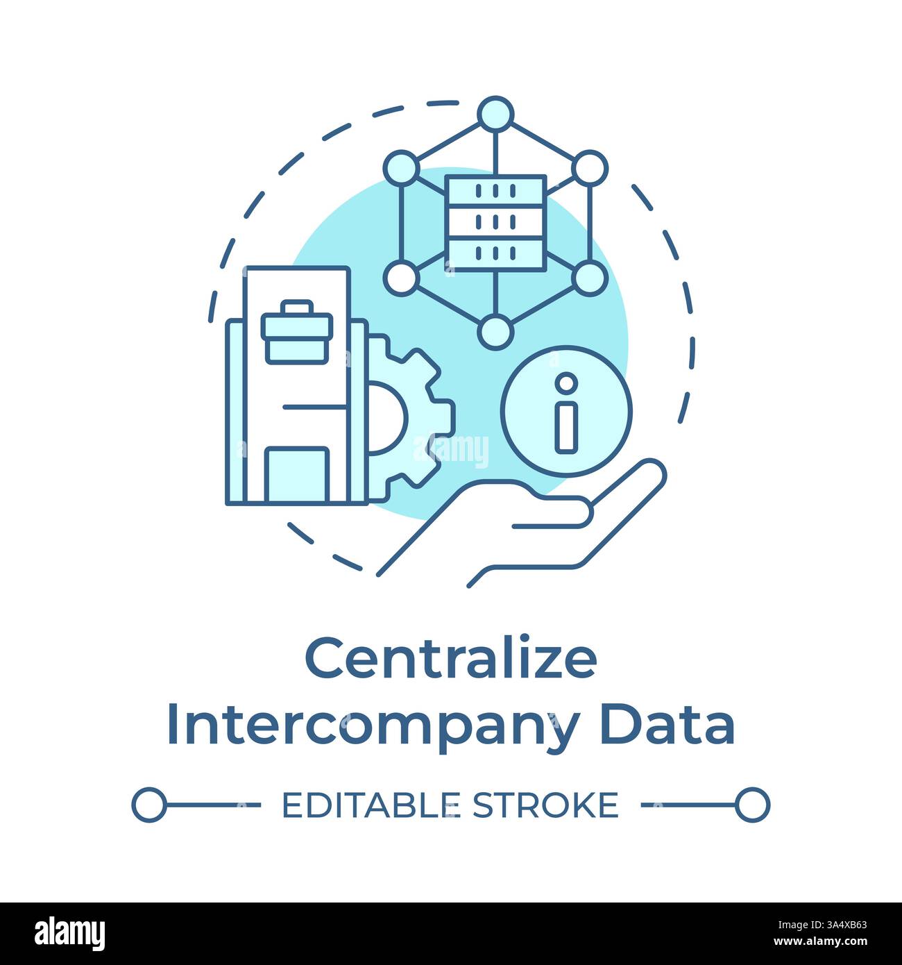 Centralizing intercompany data soft blue concept icon Stock Vector