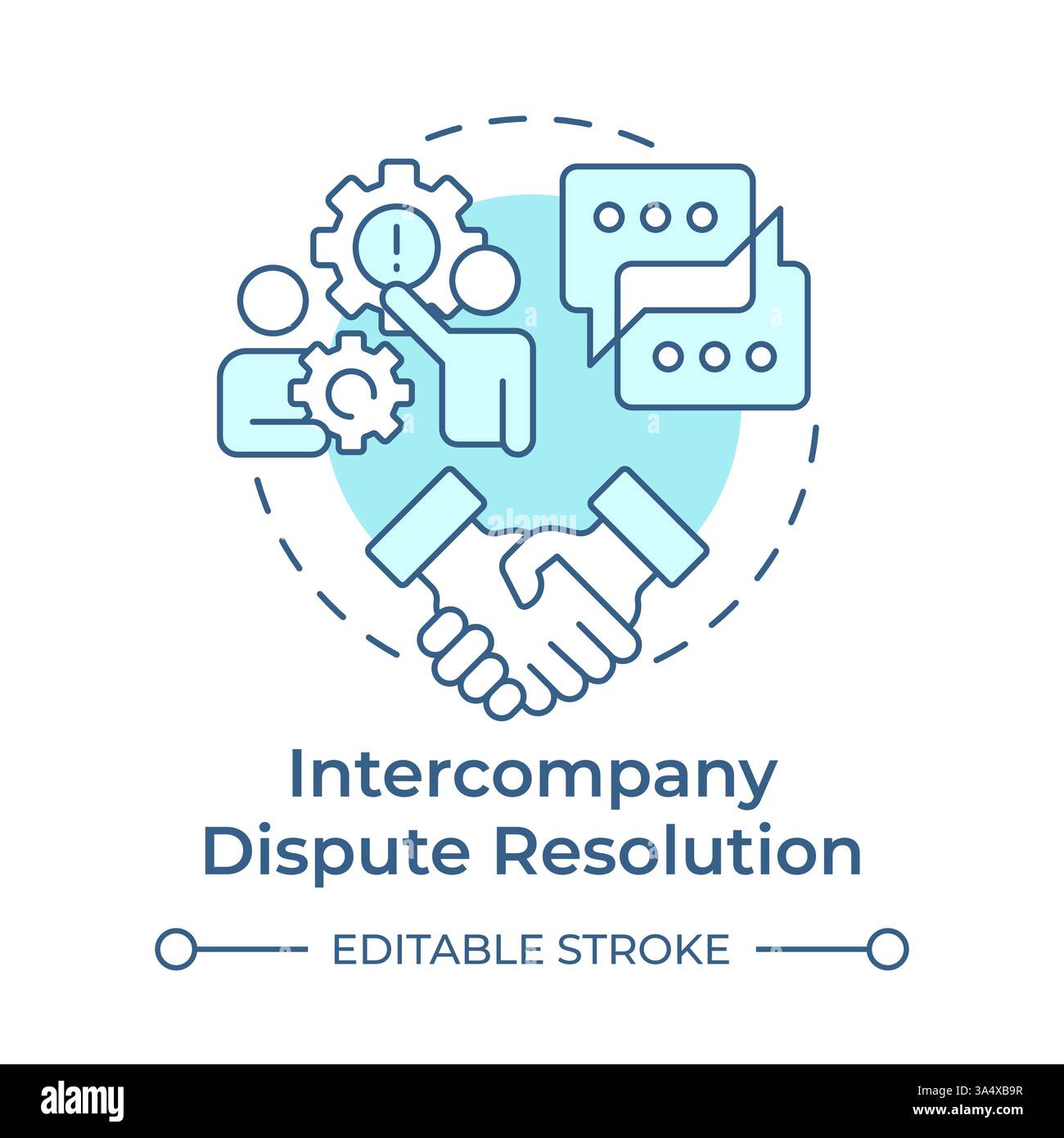 Intercompany dispute resolution soft blue concept icon Stock Vector