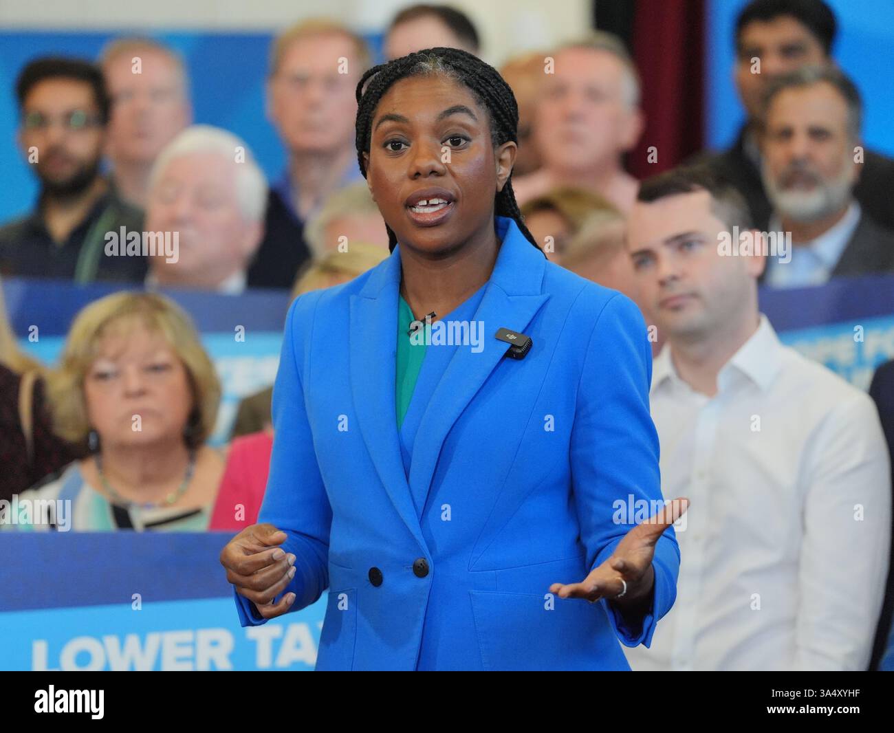 Conservative Party leader Kemi Badenoch speaking at their local ...