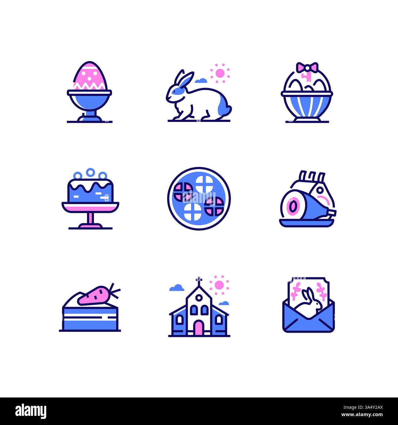Easter - modern line design style icons set Stock Vector