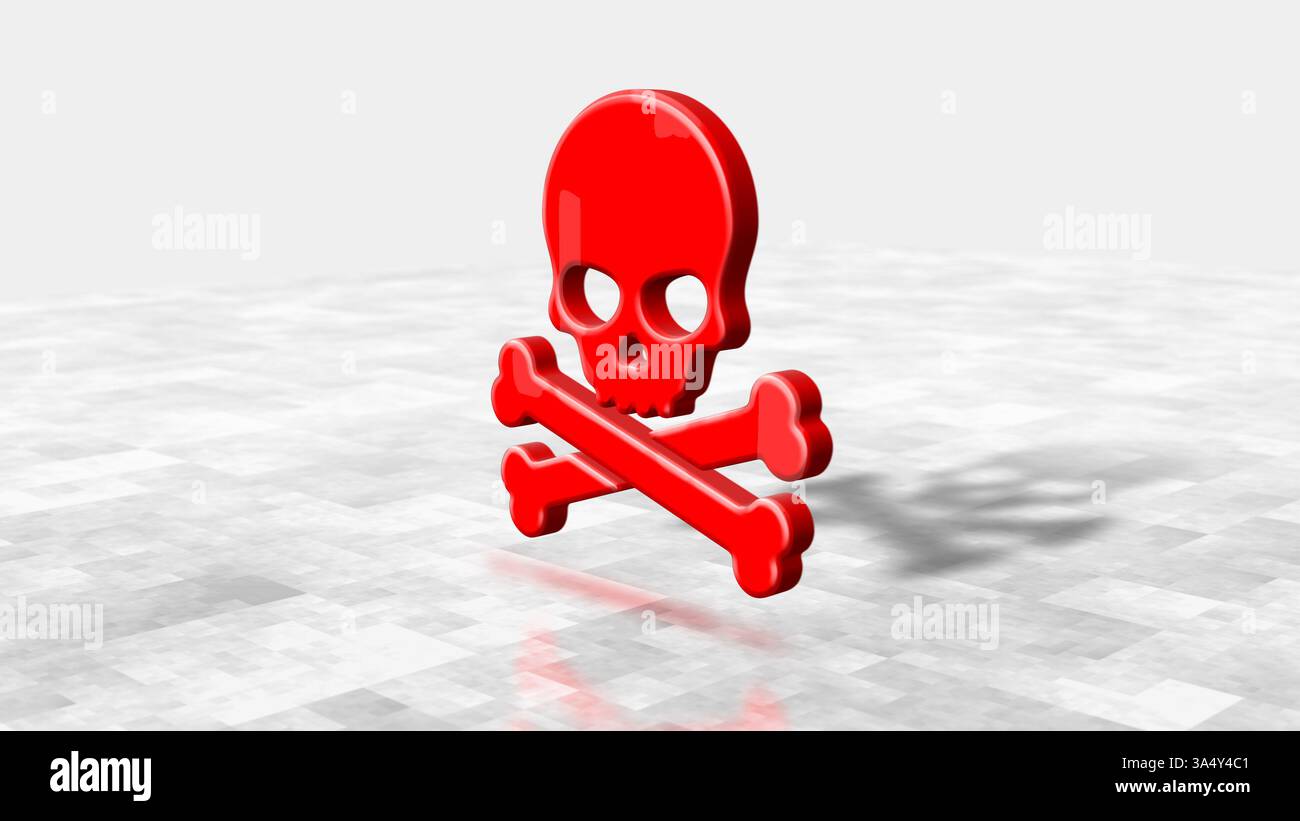 Skull cyber pirates and hacking cyberattack symbol. Abstract concept 3d ...