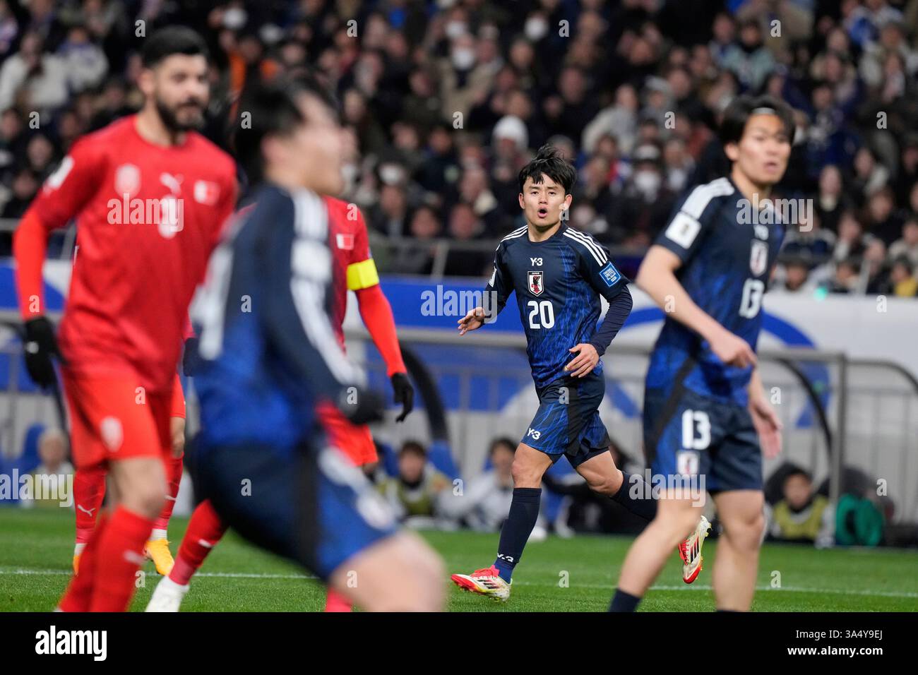 Japan's Takefusa Kubo (20) reacts after missing a chance to score ...