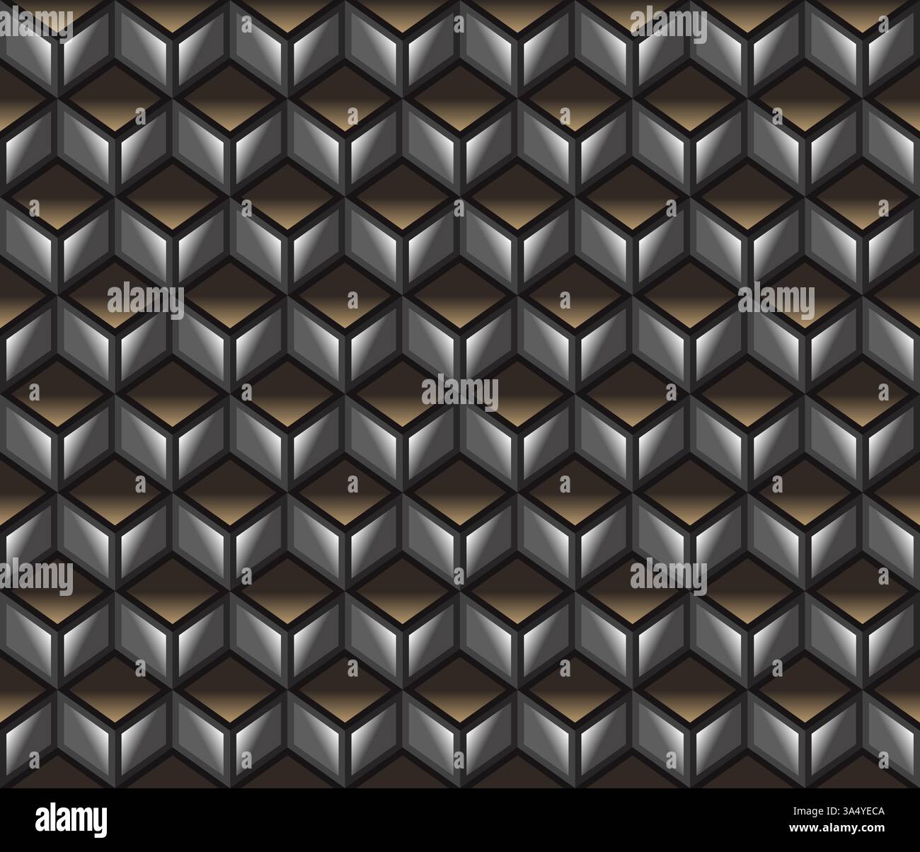 Brown with grey 3d geometrical cubes seamless abstract pattern Stock Vector