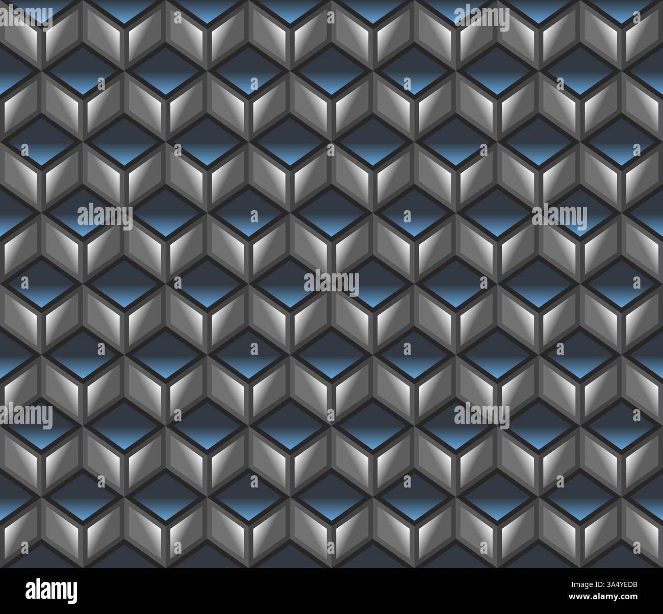 Blue and grey geometrical cubes seamless abstract pattern Stock Vector