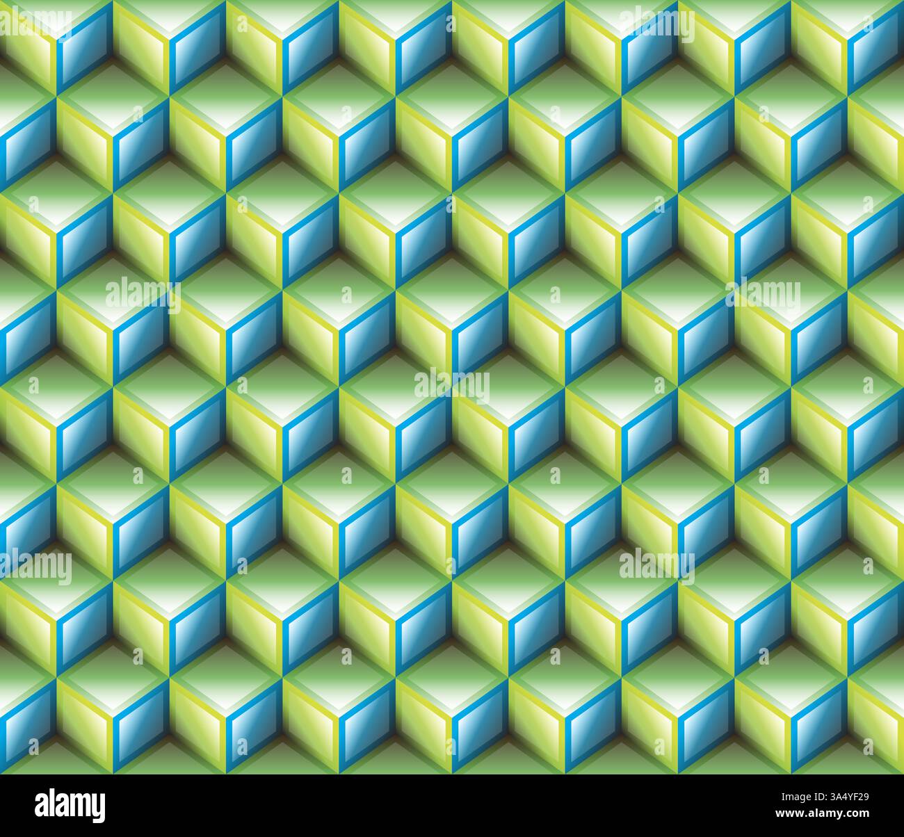 Green and Blue geometrical cubes seamless abstract pattern Stock Vector