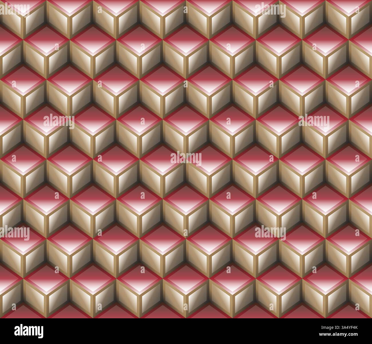 Red and brown geometrical cubes seamless abstract pattern Stock Vector