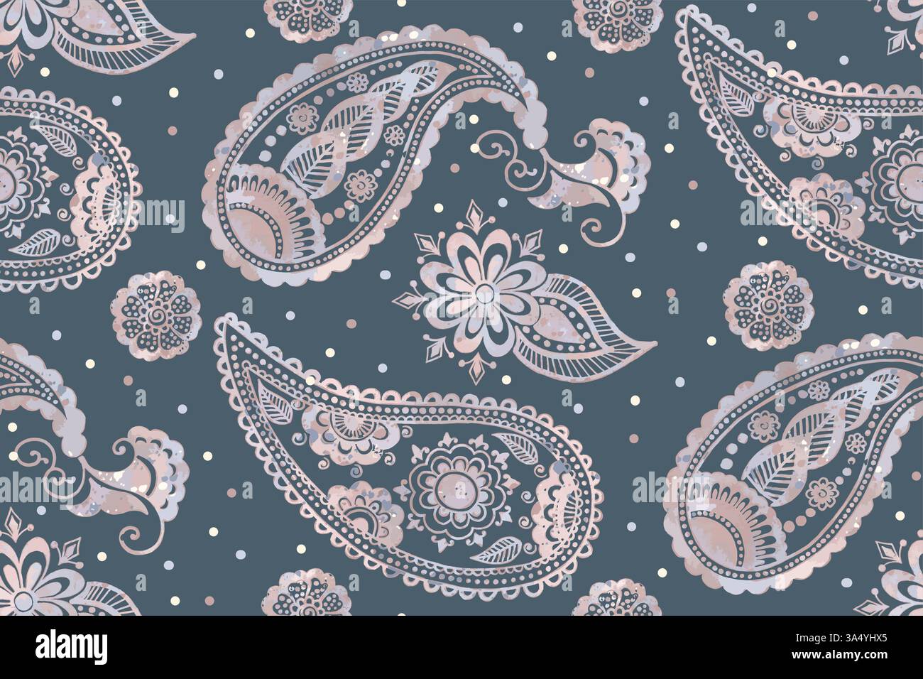 Vector flower paisley watercolor seamless pattern element. Elegant ...