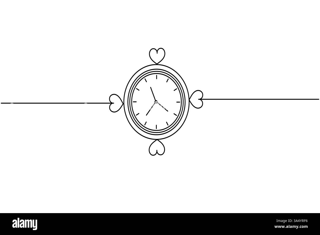 Clock continuous one line drawing and minimalist style isolate outline ...