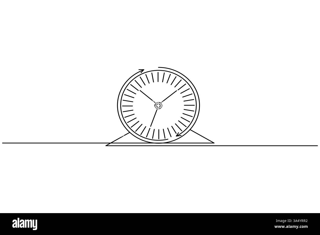 Clock continuous one line drawing and minimalist style isolate outline vector icon Stock Vector