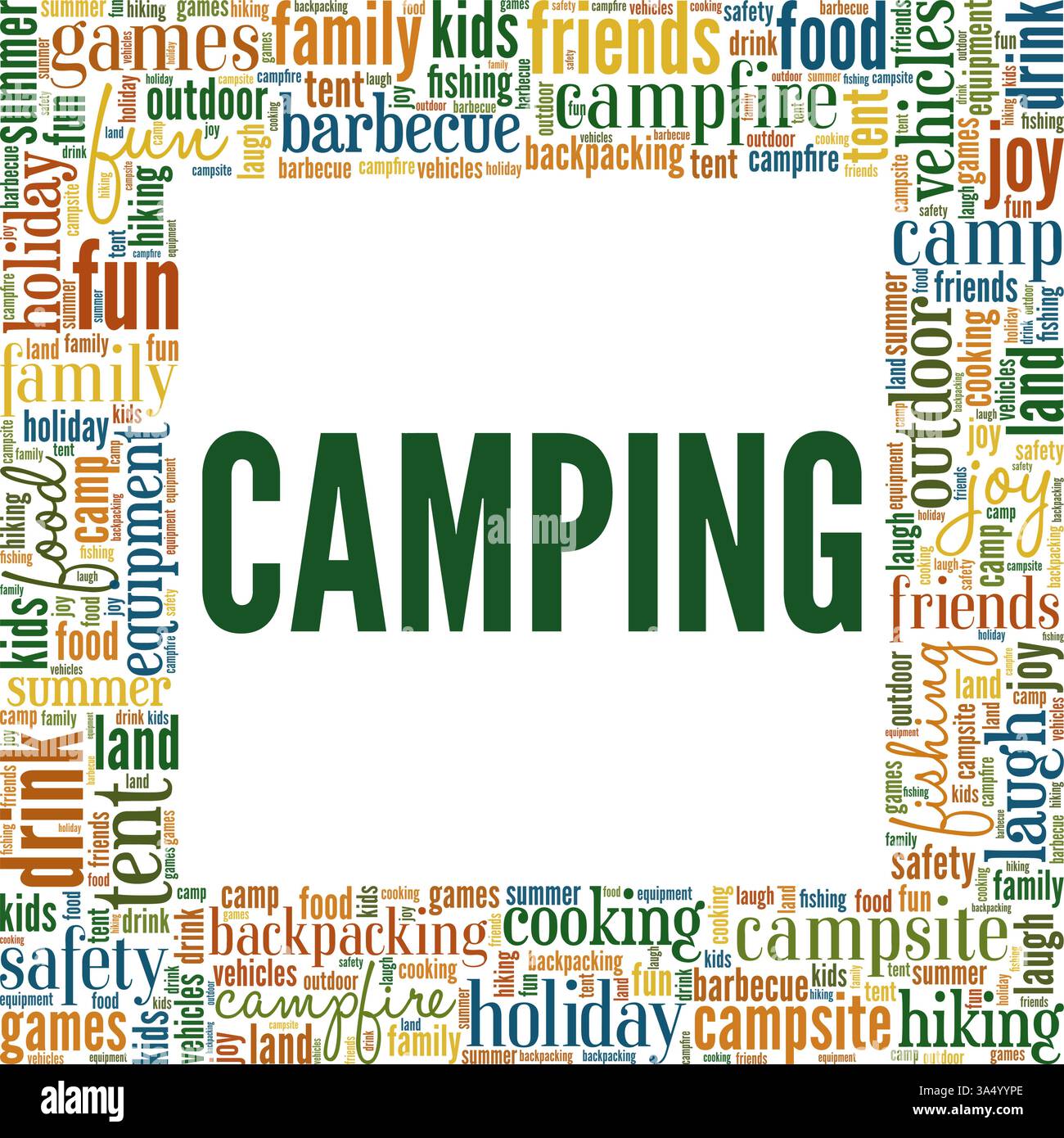 Camping vector illustration word cloud isolated on white background. Stock Vector