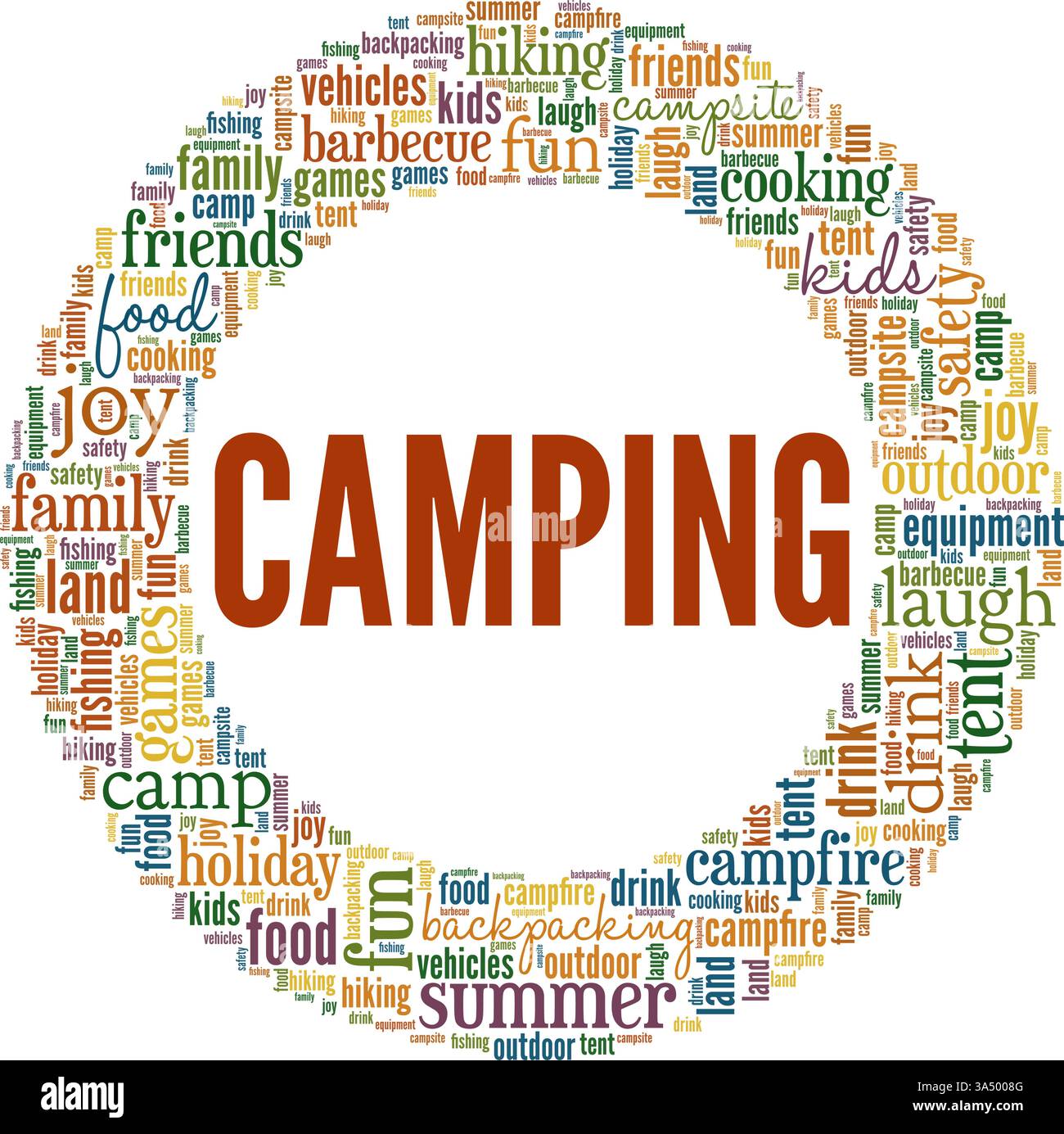 Camping vector illustration word cloud isolated on white background. Stock Vector