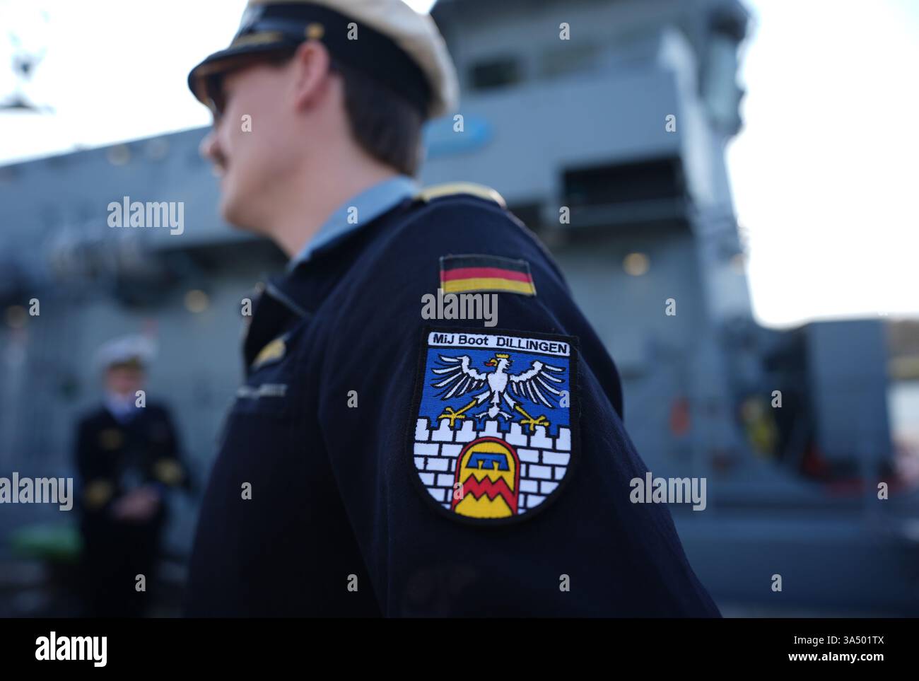 Kiel, Germany. 20th Mar, 2025. Corvette Captain Finn Fritz, commander ...