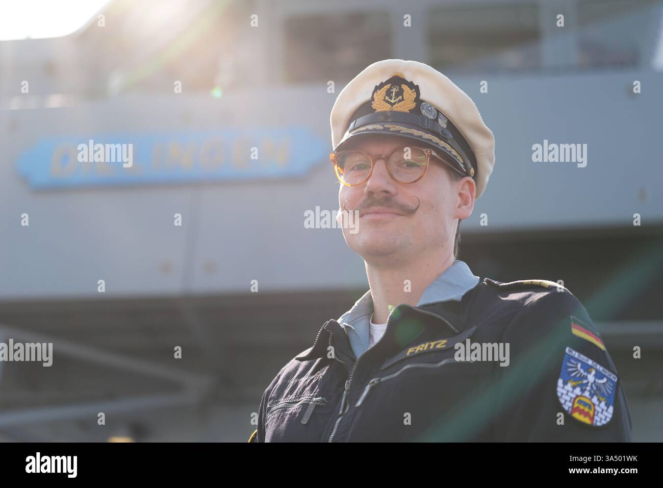 Kiel, Germany. 20th Mar, 2025. Corvette Captain Finn Fritz, commander ...