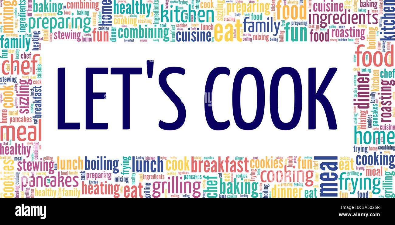 Let's Cook vector illustration word cloud isolated on white background ...