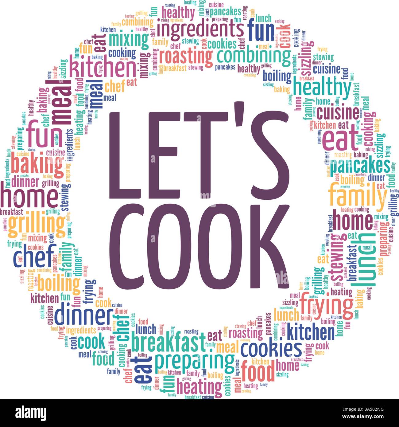 Let's Cook vector illustration word cloud isolated on white background ...