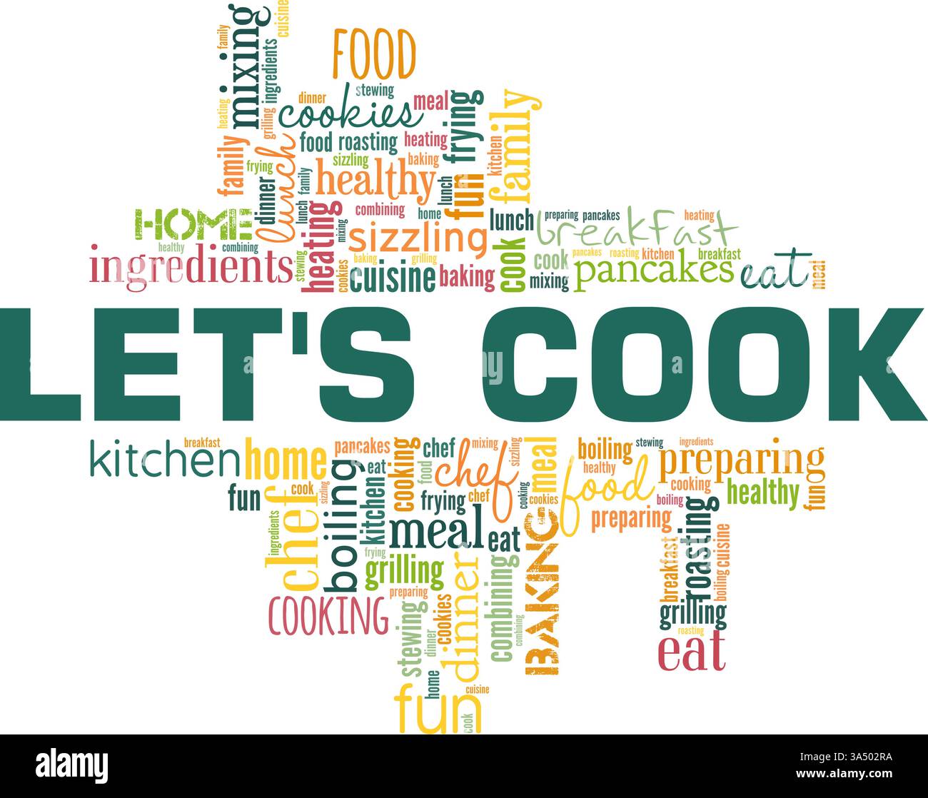 Let's Cook vector illustration word cloud isolated on white background ...