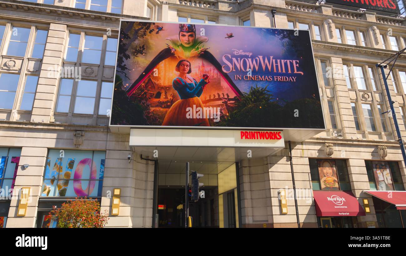 .Advert for Snow White Disney film. Print works cinema, Manchester UK - Smartphone Captured Stock Image