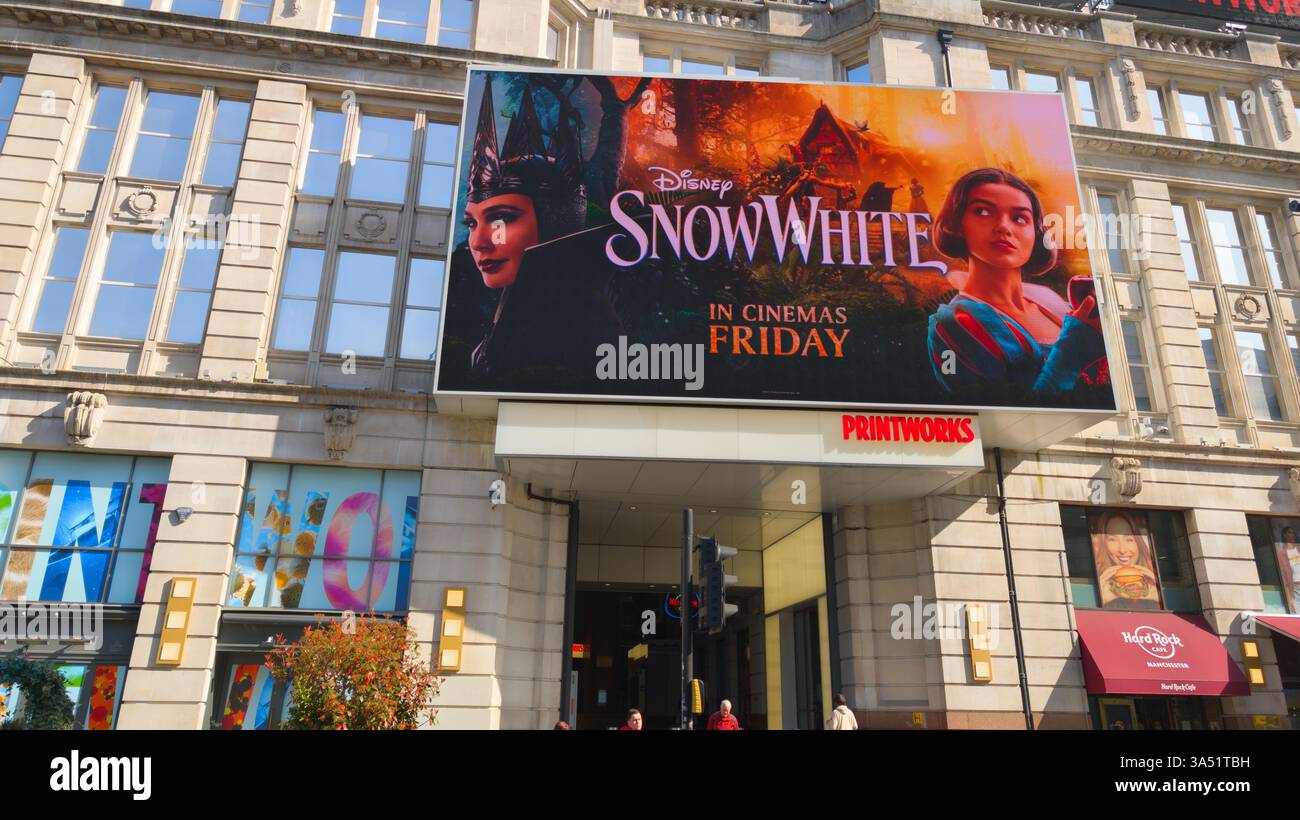 .Advert for Snow White Disney film. Print works cinema, Manchester UK - Smartphone Captured Stock Image