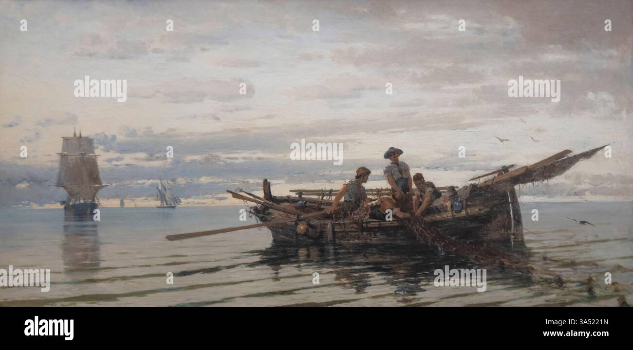 Konstantinos Volanakis: "Collecting the Nets" (1871 Stock Photo - Alamy