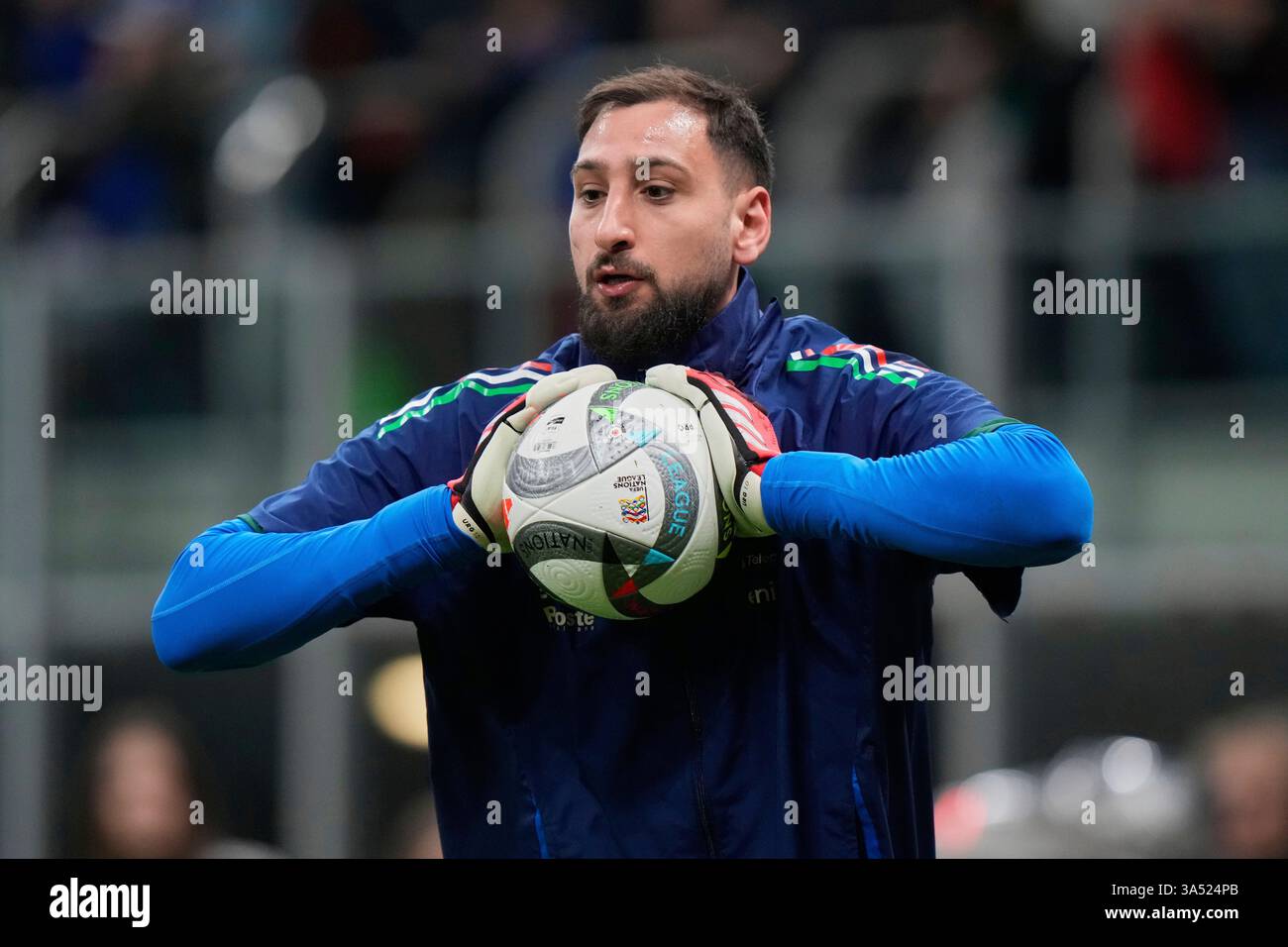 Italy's goalkeeper Gianluigi Donnarumma warms up prior to the soccer ...