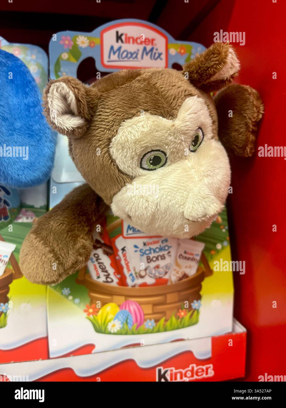 Kinder, Easter, Kinder Maxi Mix, Kinder Easter presents, Easter eggs, Easter toys, Schoko bons, Choko toys, plush toys, Easter present package, 2025 - Smartphone Captured Stock Image