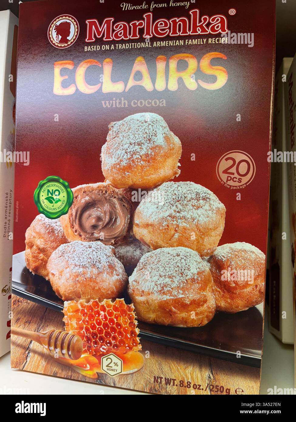 Marlenka eclairs, cocoa eclairs, Czech dessert, shopping, Marlenka chocolate eclairs, ready to eat eclairs, gourmet eclairs, eclairs supermarket - Smartphone Captured Stock Image