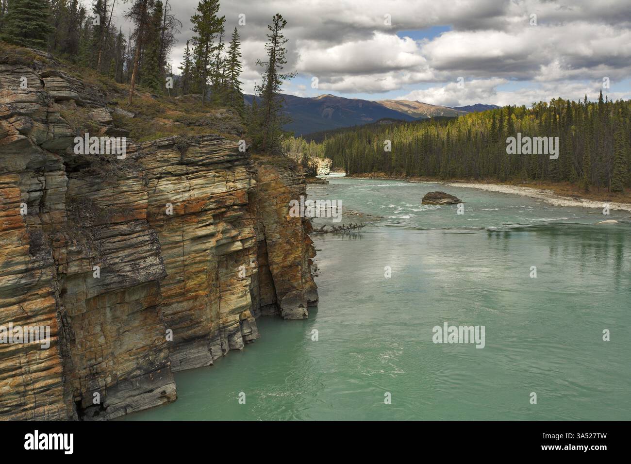 Flood of the river Athabasca after a powerful falls Stock Photo