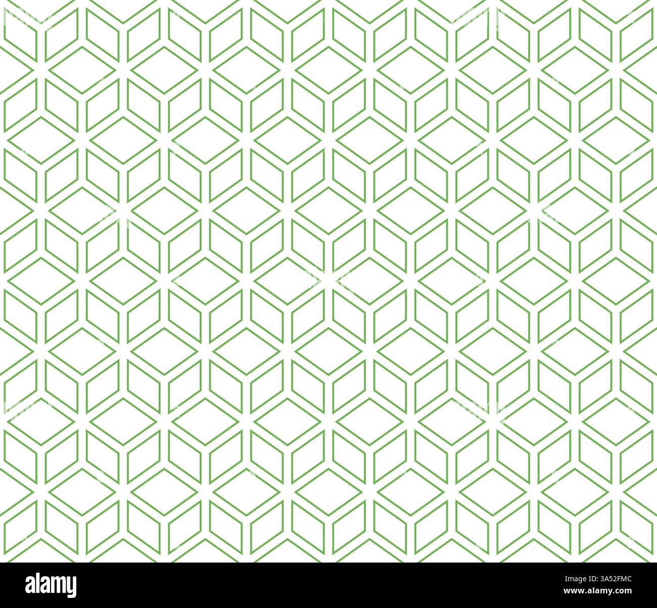 Green lined geometrical cubes seamless pattern Stock Vector