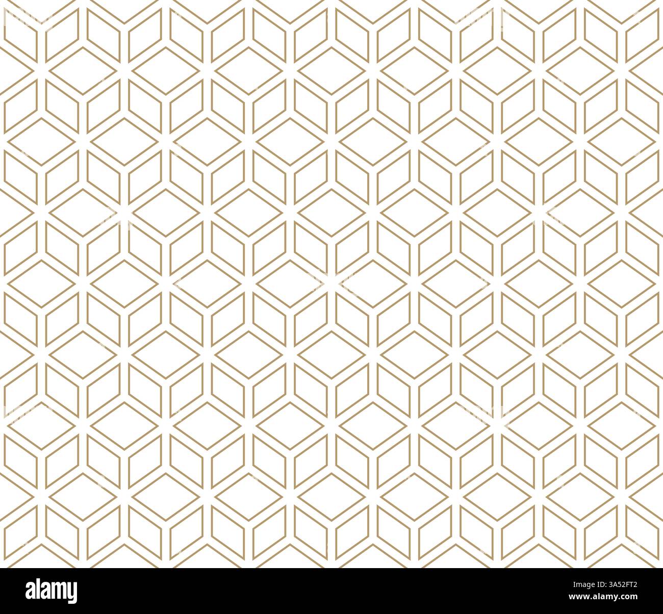 Brown lined geometrical cubes seamless pattern Stock Vector