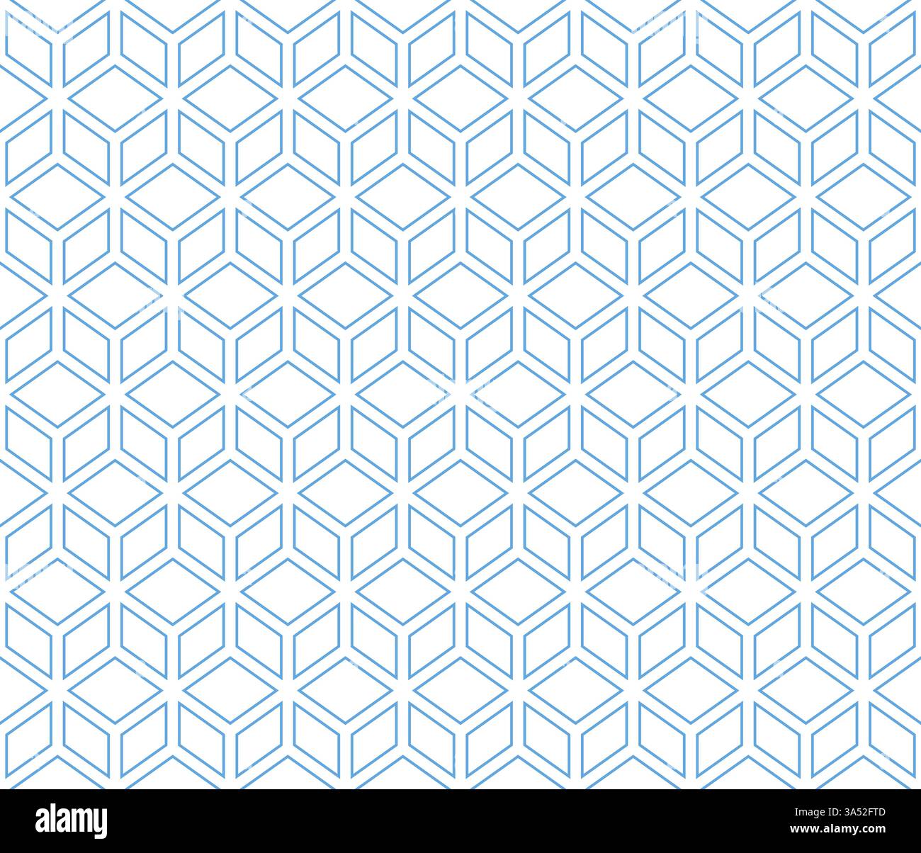 Blue lined geometrical cubes seamless pattern Stock Vector