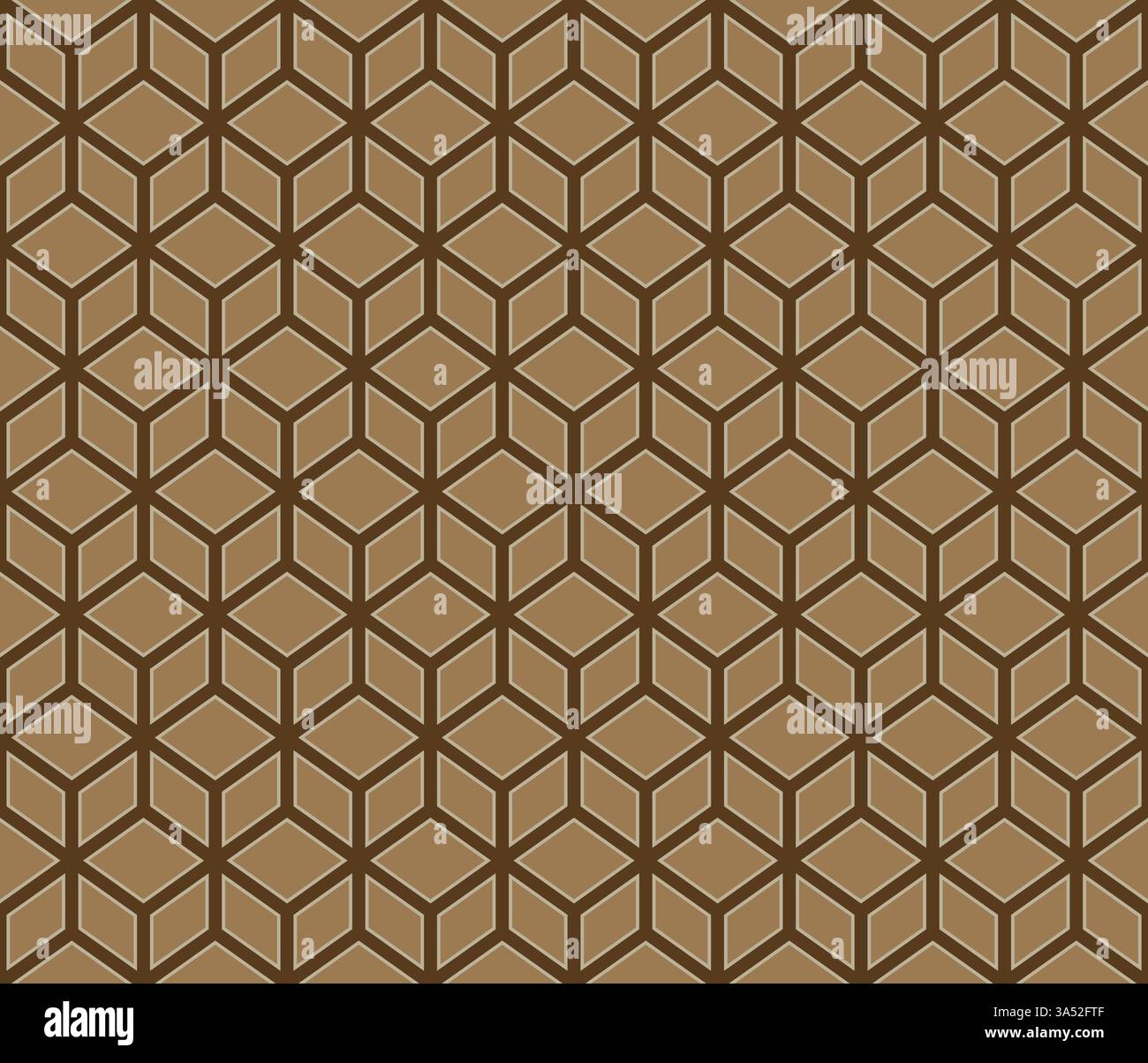 Brown geometrical cubes vector art seamless pattern on dark background Stock Vector