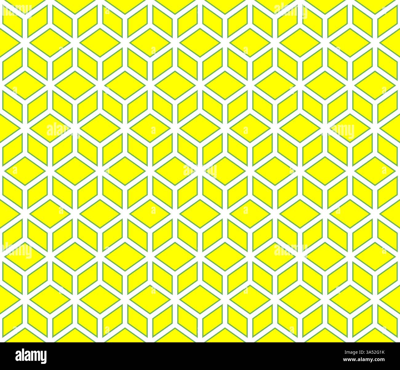 Yellow geometrical cubes vector art seamless pattern on white background Stock Vector