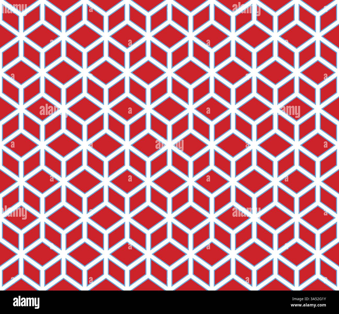 Red geometrical cubes vector art seamless pattern on light background Stock Vector